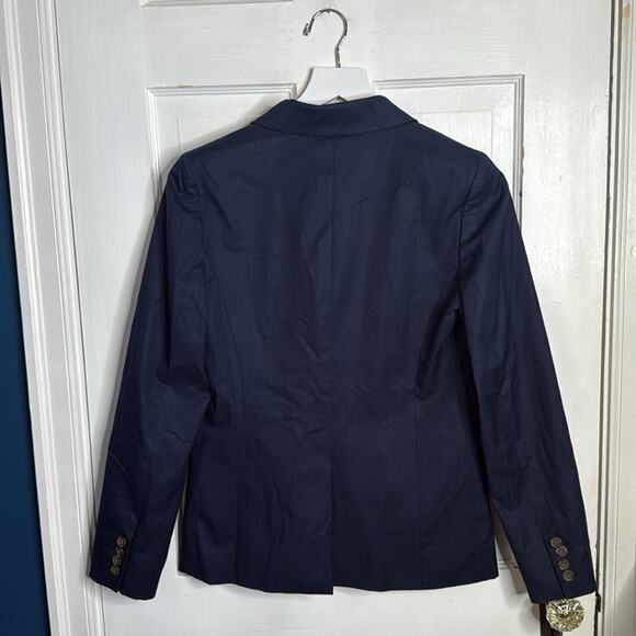 J.CREW Navy Classic Suiting Cotton Button-front Blazer W1770 Sz 2 - Picture 6 of 7